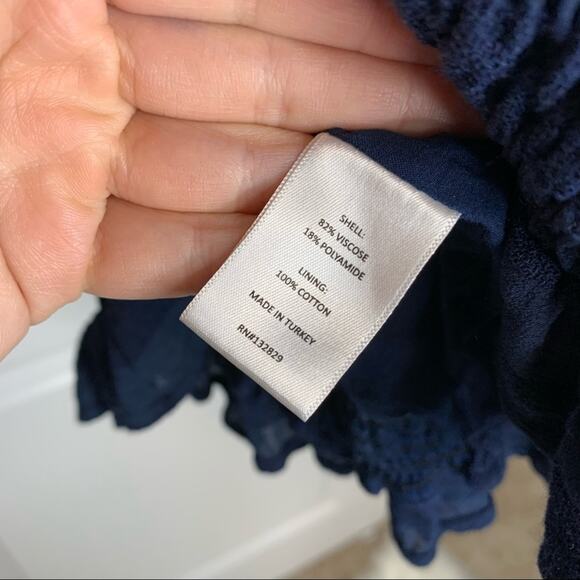 Tularosa Blue Striped Puff Sleeve Peasant Crop Top Size Small - Picture 5 of 6